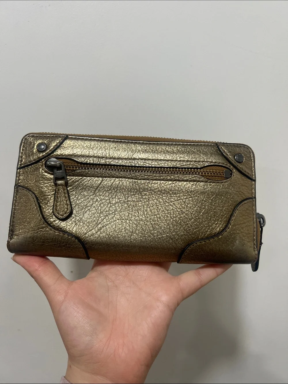 Coach Metallic Mickie Zip Wallet Bronze